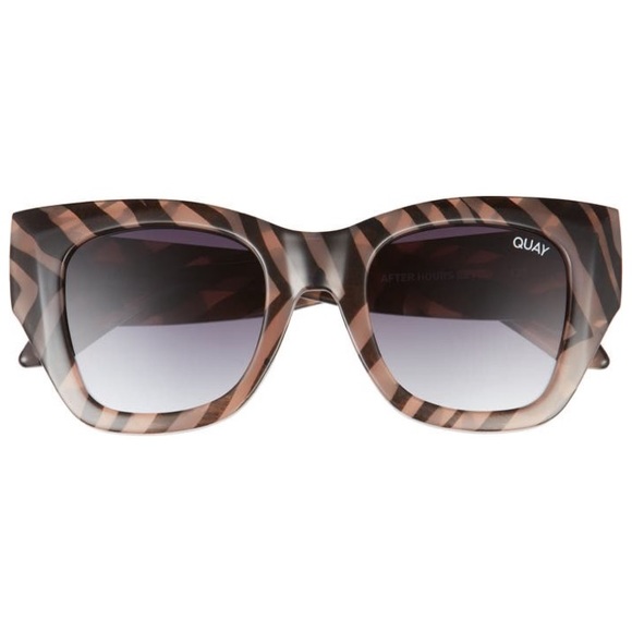 QUAY After Hours Bevel Sunglasses Zebra Stripe Frame Smoke Lenses Luxe Line - Picture 5 of 12